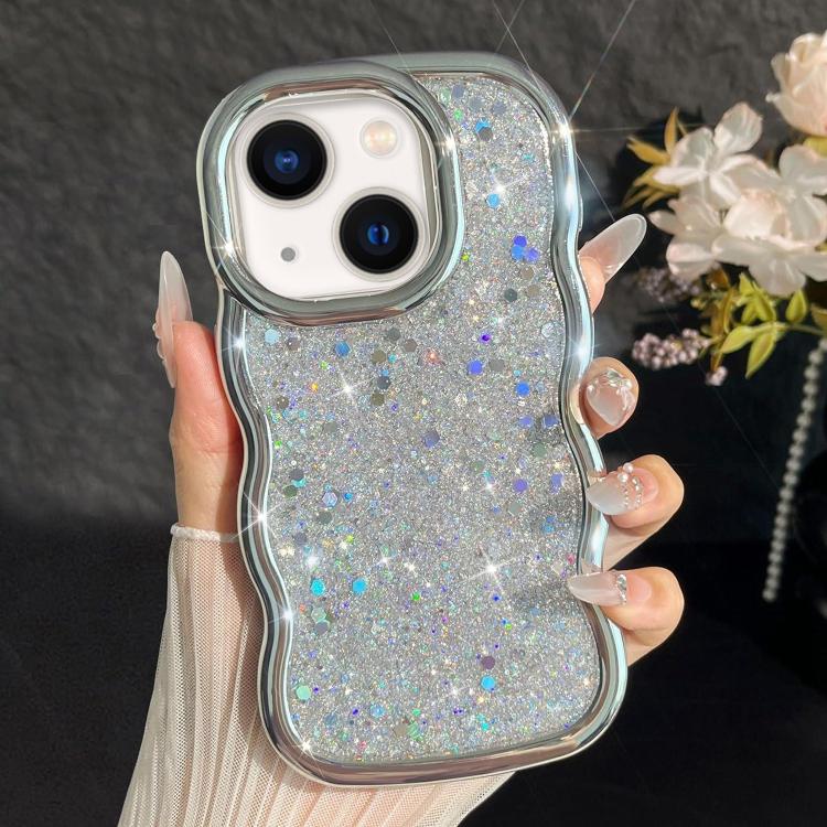 Wave Glitter Sequined Electroplated Phone Case, For iPhone 13
