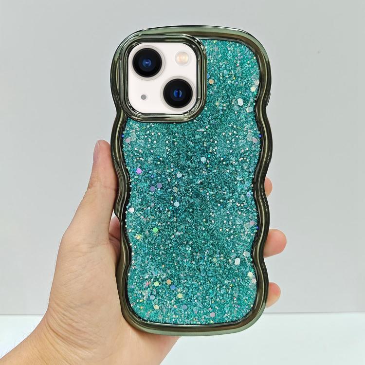 Wave Glitter Sequined Electroplated Phone Case, For iPhone 13