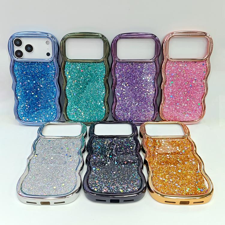 Wave Glitter Sequined Electroplated Phone Case, For iPhone 13
