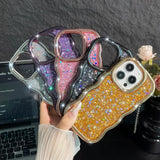 Wave Glitter Sequined Electroplated Phone Case, For iPhone 13