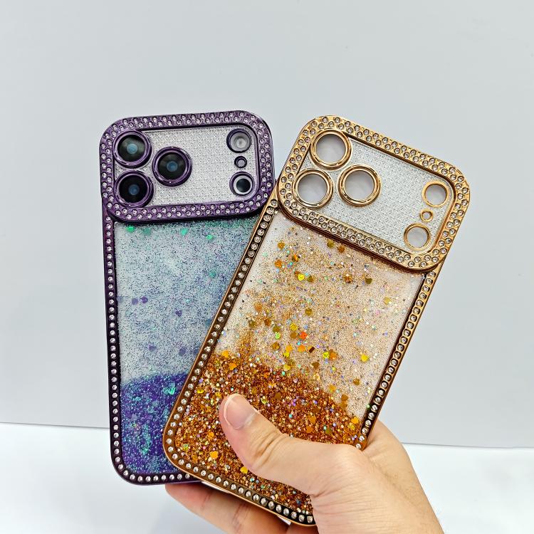 Diamond Gradient Glitter Sequins Plated Phone Case, For iPhone 16 Plus, For iPhone 16, For iPhone 15 Pro Max, For iPhone 15 Pro, For iPhone 15 Plus, For iPhone 15