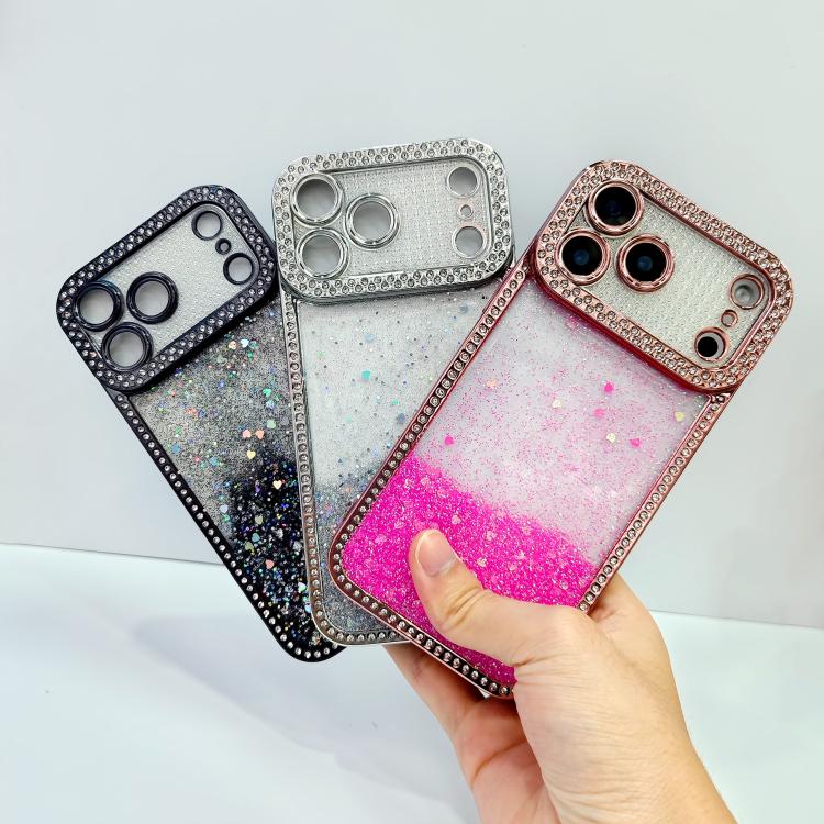 Diamond Gradient Glitter Sequins Plated Phone Case, For iPhone 16 Plus, For iPhone 16, For iPhone 15 Pro Max, For iPhone 15 Pro, For iPhone 15 Plus, For iPhone 15