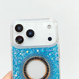 Hollow Sequins Glitter MagSafe Electroplating Phone Case, For iPhone 13