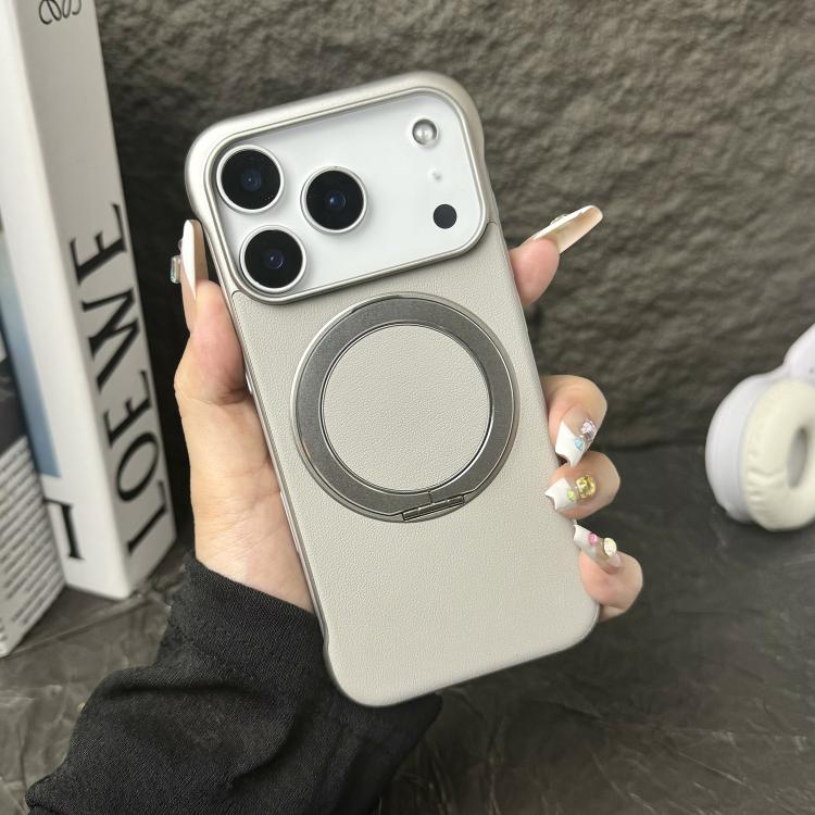 Frameless Leather-Skin PC MagSafe Holder Phone Case, For iPhone 17 Pro Max, For iPhone 17 Pro, For iPhone 17, For iPhone Air, For iPhone 16 Pro Max, For iPhone 16 Pro