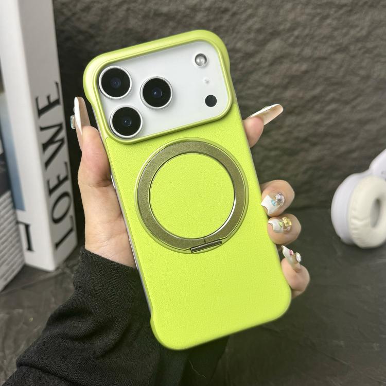 Frameless Leather-Skin PC MagSafe Holder Phone Case, For iPhone 17 Pro Max, For iPhone 17 Pro, For iPhone 17, For iPhone Air, For iPhone 16 Pro Max, For iPhone 16 Pro