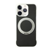 Frameless Leather-Skin PC MagSafe Holder Phone Case, For iPhone 13, For iPhone 12, For iPhone 12 Pro Max, For iPhone 12 Pro, For iPhone 11 Pro Max, For iPhone 11