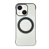 Frameless Leather-Skin PC MagSafe Holder Phone Case, For iPhone 14 Plus, For iPhone 14, For iPhone 14 Pro, For iPhone 14 Pro Max, For iPhone 13 Pro Max, For iPhone 13 Pro