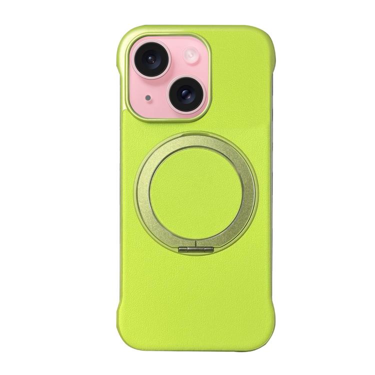 Frameless Leather-Skin PC MagSafe Holder Phone Case, For iPhone 16 Plus, For iPhone 16, For iPhone 15 Pro Max, For iPhone 15 Pro, For iPhone 15 Plus, For iPhone 15
