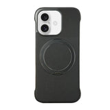 Frameless Leather-Skin PC MagSafe Holder Phone Case, For iPhone 16 Plus, For iPhone 16, For iPhone 15 Pro Max, For iPhone 15 Pro, For iPhone 15 Plus, For iPhone 15
