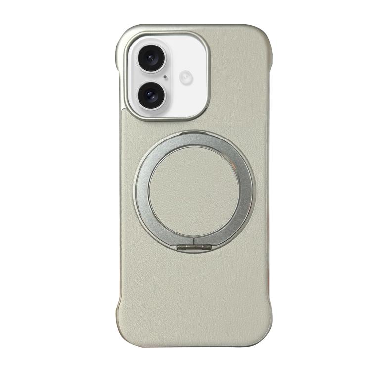 Frameless Leather-Skin PC MagSafe Holder Phone Case, For iPhone 16 Plus, For iPhone 16, For iPhone 15 Pro Max, For iPhone 15 Pro, For iPhone 15 Plus, For iPhone 15