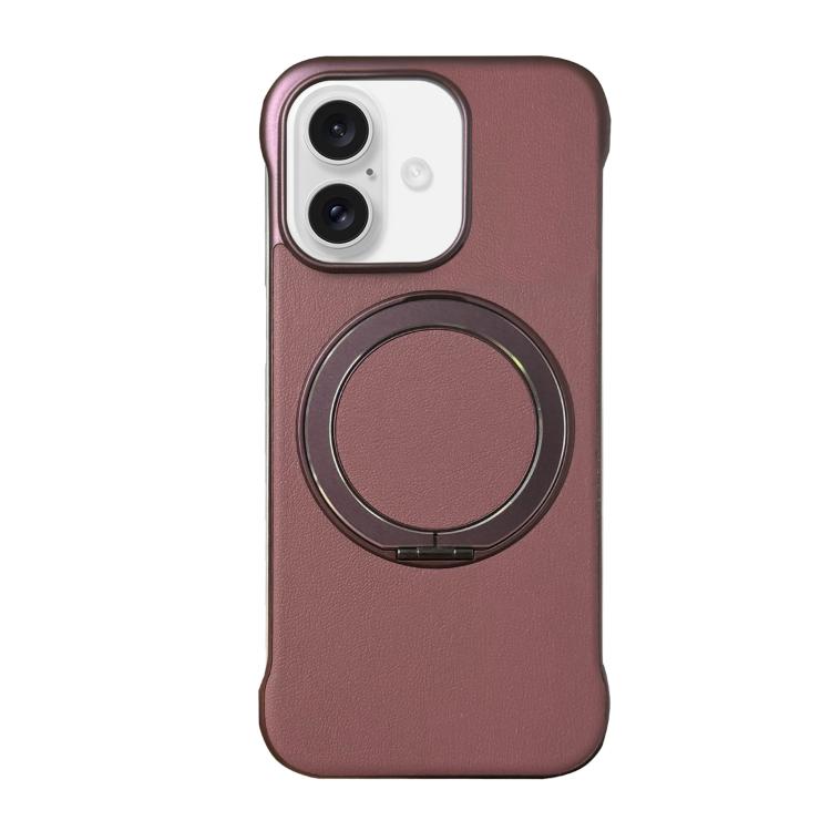 Frameless Leather-Skin PC MagSafe Holder Phone Case, For iPhone 16 Plus, For iPhone 16, For iPhone 15 Pro Max, For iPhone 15 Pro, For iPhone 15 Plus, For iPhone 15