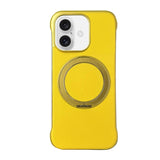 Frameless Leather-Skin PC MagSafe Holder Phone Case, For iPhone 16 Plus, For iPhone 16, For iPhone 15 Pro Max, For iPhone 15 Pro, For iPhone 15 Plus, For iPhone 15