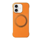 Frameless Leather-Skin PC MagSafe Holder Phone Case, For iPhone 16 Plus, For iPhone 16, For iPhone 15 Pro Max, For iPhone 15 Pro, For iPhone 15 Plus, For iPhone 15