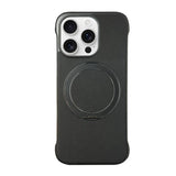 Frameless Leather-Skin PC MagSafe Holder Phone Case, For iPhone 17 Pro Max, For iPhone 17 Pro, For iPhone 17, For iPhone Air, For iPhone 16 Pro Max, For iPhone 16 Pro