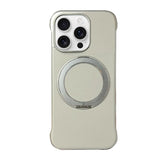 Frameless Leather-Skin PC MagSafe Holder Phone Case, For iPhone 17 Pro Max, For iPhone 17 Pro, For iPhone 17, For iPhone Air, For iPhone 16 Pro Max, For iPhone 16 Pro