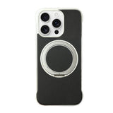 Frameless Leather-Skin PC MagSafe Holder Phone Case, For iPhone 17 Pro Max, For iPhone 17 Pro, For iPhone 17, For iPhone Air, For iPhone 16 Pro Max, For iPhone 16 Pro