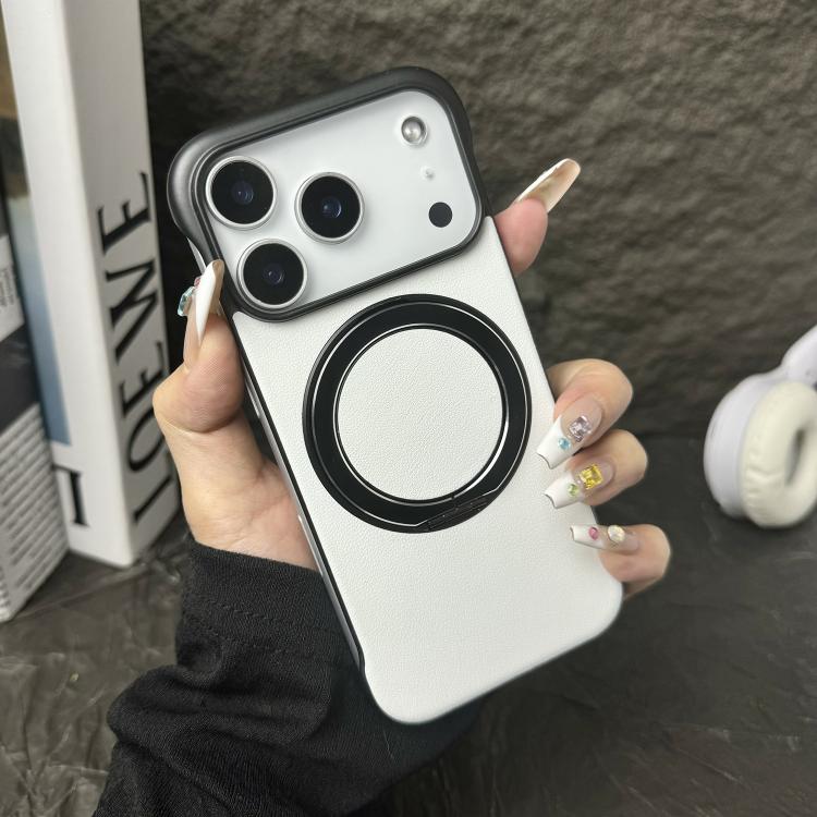Frameless Leather-Skin PC MagSafe Holder Phone Case, For iPhone 17 Pro Max, For iPhone 17 Pro, For iPhone 17, For iPhone Air, For iPhone 16 Pro Max, For iPhone 16 Pro
