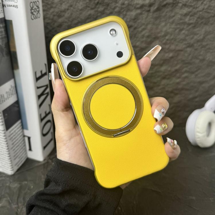 Frameless Leather-Skin PC MagSafe Holder Phone Case, For iPhone 17 Pro Max, For iPhone 17 Pro, For iPhone 17, For iPhone Air, For iPhone 16 Pro Max, For iPhone 16 Pro