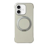 Frameless Leather-Skin PC MagSafe Holder Phone Case, For iPhone 17 Pro Max, For iPhone 17 Pro, For iPhone 17, For iPhone Air, For iPhone 16 Pro Max, For iPhone 16 Pro