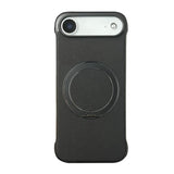 Frameless Leather-Skin PC MagSafe Holder Phone Case, For iPhone 17 Pro Max, For iPhone 17 Pro, For iPhone 17, For iPhone Air, For iPhone 16 Pro Max, For iPhone 16 Pro