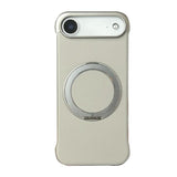 Frameless Leather-Skin PC MagSafe Holder Phone Case, For iPhone 17 Pro Max, For iPhone 17 Pro, For iPhone 17, For iPhone Air, For iPhone 16 Pro Max, For iPhone 16 Pro
