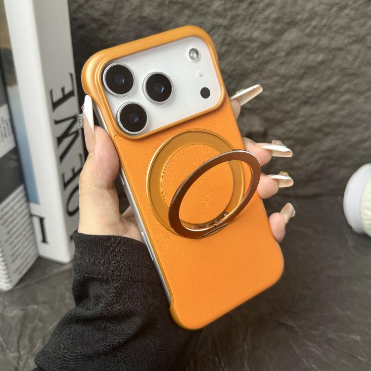 Frameless Leather-Skin PC MagSafe Holder Phone Case, For iPhone 14 Plus, For iPhone 14, For iPhone 14 Pro, For iPhone 14 Pro Max, For iPhone 13 Pro Max, For iPhone 13 Pro