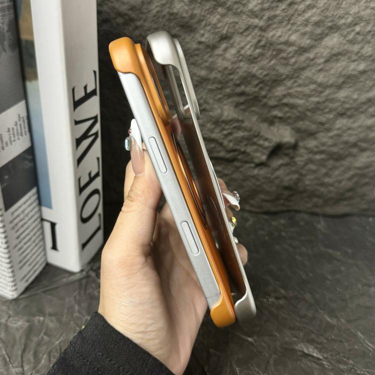 Frameless Leather-Skin PC MagSafe Holder Phone Case, For iPhone 16 Plus, For iPhone 16, For iPhone 15 Pro Max, For iPhone 15 Pro, For iPhone 15 Plus, For iPhone 15