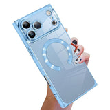 Right Angle Square Electroplated CD Pattern TPU MagSafe Phone Case, For iPhone 17 Pro Max, For iPhone 17 Pro, For iPhone 17, For iPhone Air, For iPhone 16 Pro Max, For iPhone 16 Pro