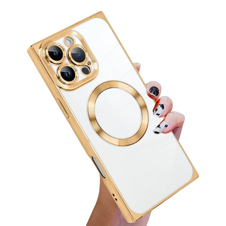 Right Angle Square Electroplated CD Pattern TPU MagSafe Phone Case, For iPhone 17 Pro Max, For iPhone 17 Pro, For iPhone 17, For iPhone Air, For iPhone 16 Pro Max, For iPhone 16 Pro