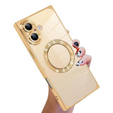 Right Angle Square Electroplated CD Pattern TPU MagSafe Phone Case, For iPhone 16 Plus, For iPhone 16, For iPhone 15 Pro Max, For iPhone 15 Pro, For iPhone 15 Plus, For iPhone 15
