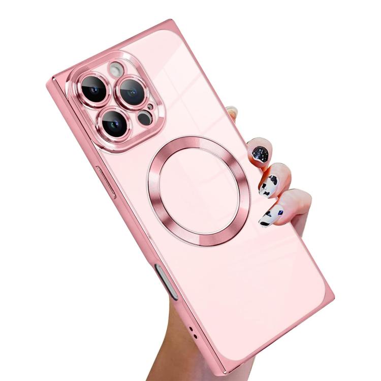 Right Angle Square Electroplated CD Pattern TPU MagSafe Phone Case, For iPhone 16 Plus, For iPhone 16, For iPhone 15 Pro Max, For iPhone 15 Pro, For iPhone 15 Plus, For iPhone 15
