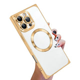 Right Angle Square Electroplated CD Pattern TPU MagSafe Phone Case, For iPhone 16 Plus, For iPhone 16, For iPhone 15 Pro Max, For iPhone 15 Pro, For iPhone 15 Plus, For iPhone 15