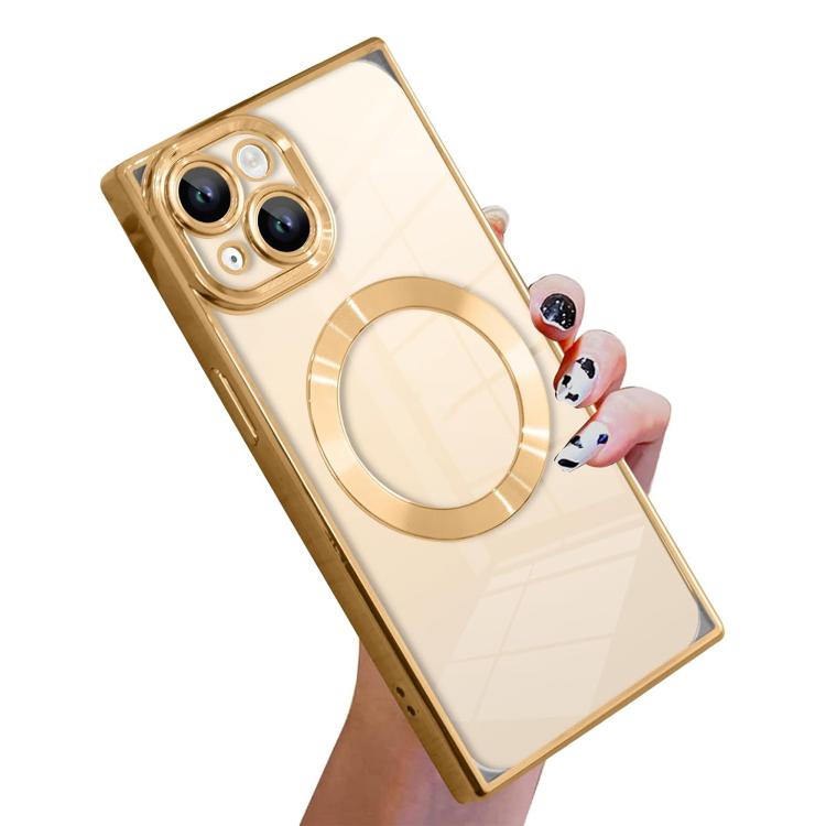 Right Angle Square Electroplated CD Pattern TPU MagSafe Phone Case, For iPhone 14 Plus, For iPhone 14, For iPhone 14 Pro, For iPhone 14 Pro Max, For iPhone 13 Pro Max, For iPhone 13 Pro