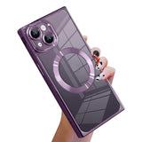 Right Angle Square Electroplated CD Pattern TPU MagSafe Phone Case, For iPhone 13