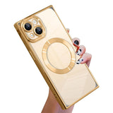 Right Angle Square Electroplated CD Pattern TPU MagSafe Phone Case, For iPhone 13