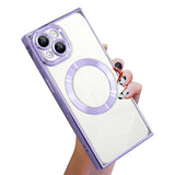 Right Angle Square Electroplated CD Pattern TPU MagSafe Phone Case, For iPhone 13