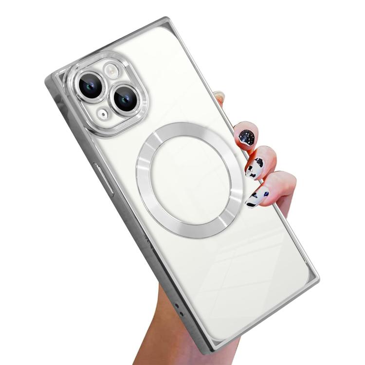 Right Angle Square Electroplated CD Pattern TPU MagSafe Phone Case, For iPhone 13