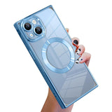 Right Angle Square Electroplated CD Pattern TPU MagSafe Phone Case, For iPhone 13