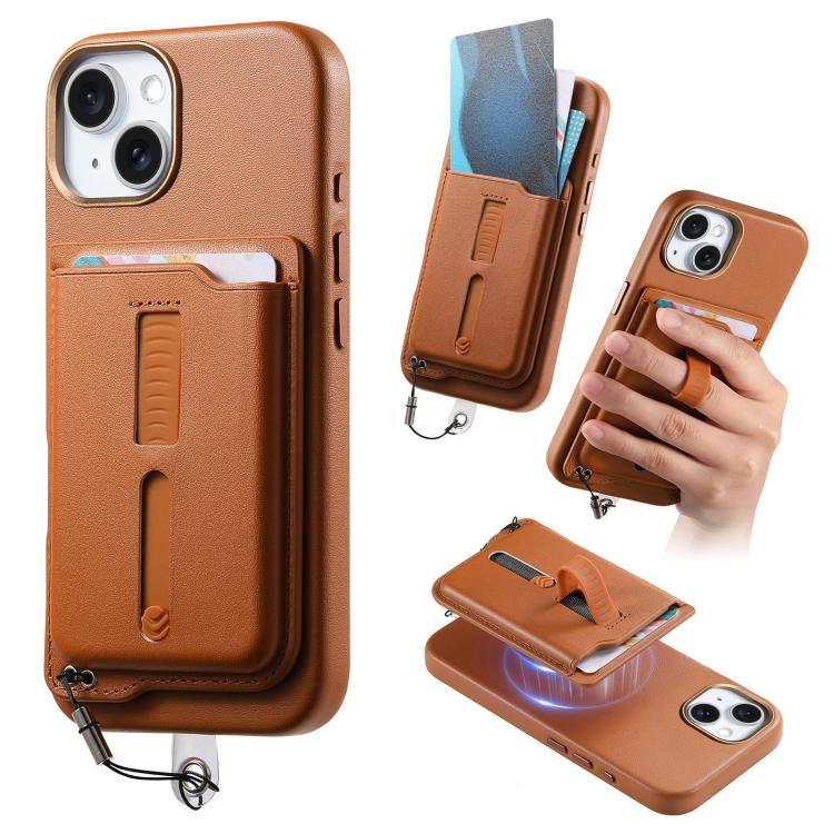 Detachable Magnetic Card Bag Phone Case with Finger Ring Grip & Anti-loss Rope, For iPhone 16, For iPhone 15 Pro Max, For iPhone 15 Pro, For iPhone 15 Plus, For iPhone 15, For iPhone 14 Plus