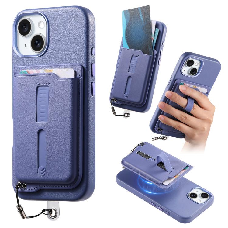 Detachable Magnetic Card Bag Phone Case with Finger Ring Grip & Anti-loss Rope, For iPhone 16, For iPhone 15 Pro Max, For iPhone 15 Pro, For iPhone 15 Plus, For iPhone 15, For iPhone 14 Plus