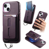 Detachable Magnetic Card Bag Phone Case with Finger Ring Grip & Anti-loss Rope, For iPhone 16, For iPhone 15 Pro Max, For iPhone 15 Pro, For iPhone 15 Plus, For iPhone 15, For iPhone 14 Plus