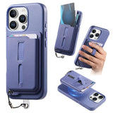 Detachable Magnetic Card Bag Phone Case with Finger Ring Grip & Anti-loss Rope, For iPhone 14, For iPhone 14 Pro, For iPhone 14 Pro Max