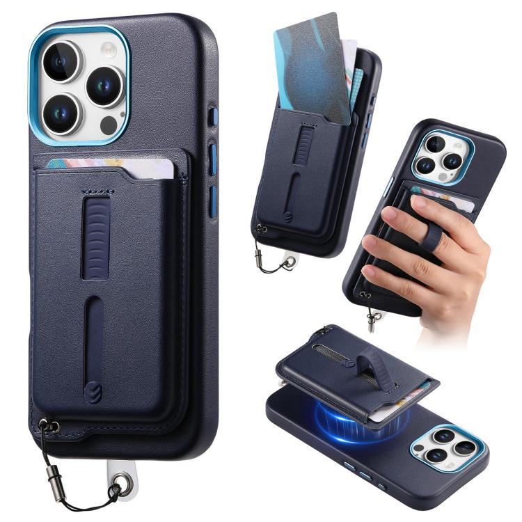 Detachable Magnetic Card Bag Phone Case with Finger Ring Grip & Anti-loss Rope, For iPhone 14, For iPhone 14 Pro, For iPhone 14 Pro Max
