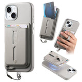 Detachable Magnetic Card Bag Phone Case with Finger Ring Grip & Anti-loss Rope, For iPhone 16, For iPhone 15 Pro Max, For iPhone 15 Pro, For iPhone 15 Plus, For iPhone 15, For iPhone 14 Plus