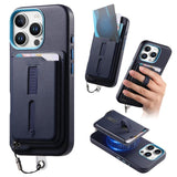 Detachable Magnetic Card Bag Phone Case with Finger Ring Grip & Anti-loss Rope, For iPhone 16, For iPhone 15 Pro Max, For iPhone 15 Pro, For iPhone 15 Plus, For iPhone 15, For iPhone 14 Plus