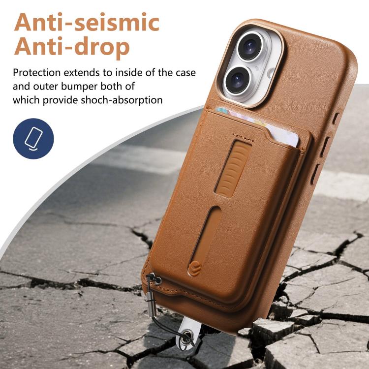 Detachable Magnetic Card Bag Phone Case with Finger Ring Grip & Anti-loss Rope, For iPhone 16, For iPhone 15 Pro Max, For iPhone 15 Pro, For iPhone 15 Plus, For iPhone 15, For iPhone 14 Plus