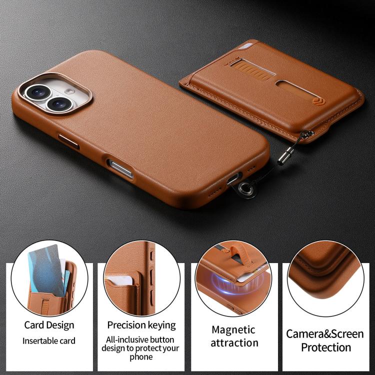 Detachable Magnetic Card Bag Phone Case with Finger Ring Grip & Anti-loss Rope, For iPhone 16, For iPhone 15 Pro Max, For iPhone 15 Pro, For iPhone 15 Plus, For iPhone 15, For iPhone 14 Plus