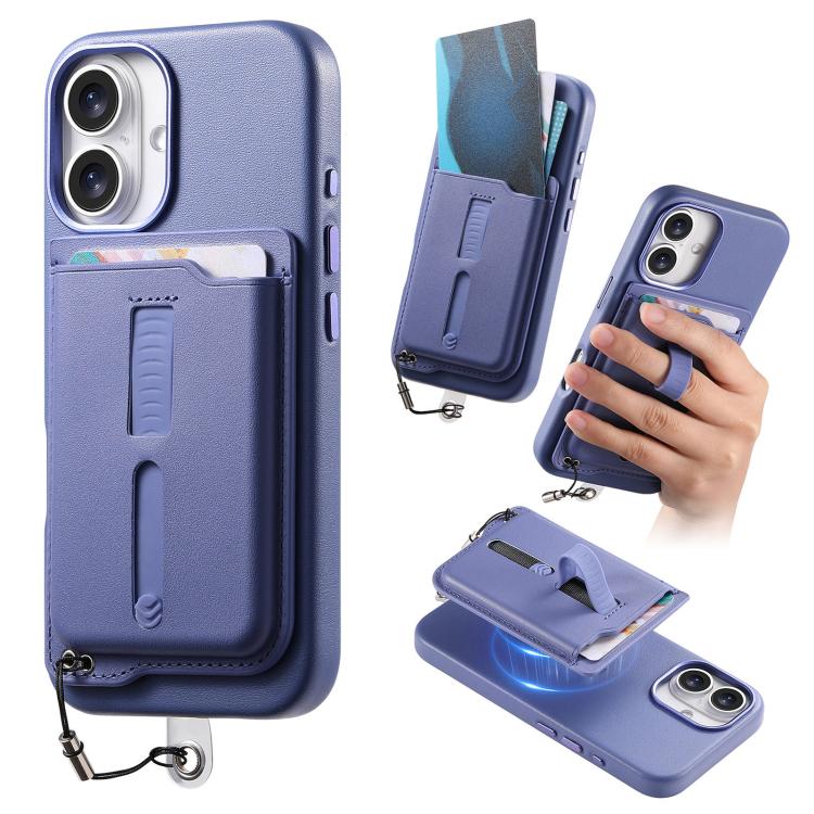 Detachable Magnetic Card Bag Phone Case with Finger Ring Grip & Anti-loss Rope, For iPhone 16, For iPhone 15 Pro Max, For iPhone 15 Pro, For iPhone 15 Plus, For iPhone 15, For iPhone 14 Plus