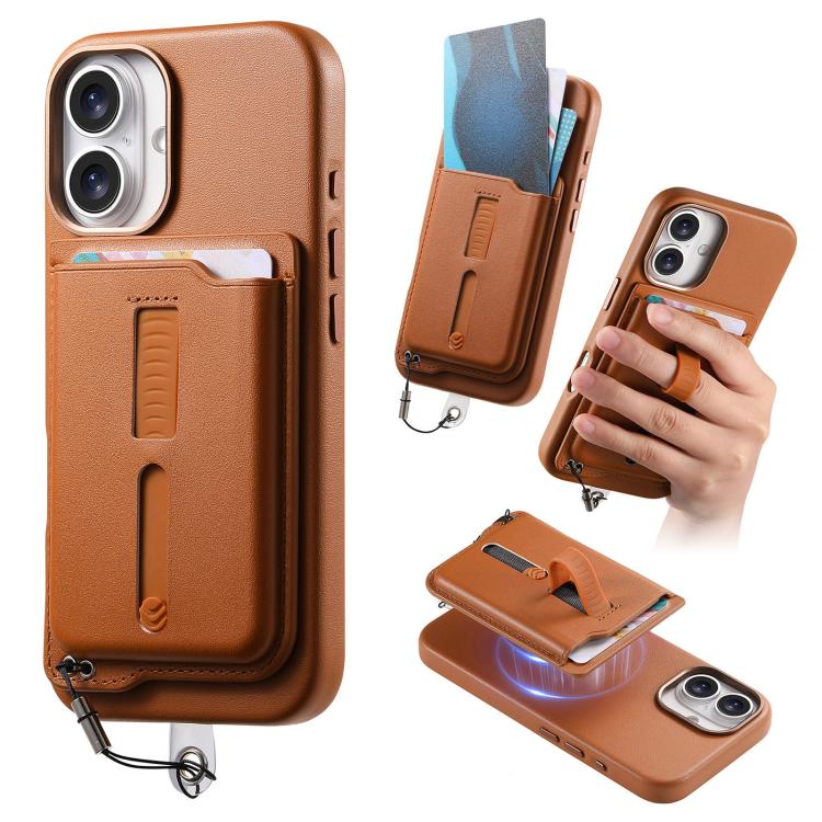 Detachable Magnetic Card Bag Phone Case with Finger Ring Grip & Anti-loss Rope, For iPhone 17e / 16e, For iPhone 17 Pro Max, For iPhone 17 Pro, For iPhone 17, For iPhone Air, For iPhone 16 Plus