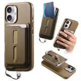 Detachable Magnetic Card Bag Phone Case with Finger Ring Grip & Anti-loss Rope, For iPhone 17e / 16e, For iPhone 17 Pro Max, For iPhone 17 Pro, For iPhone 17, For iPhone Air, For iPhone 16 Plus